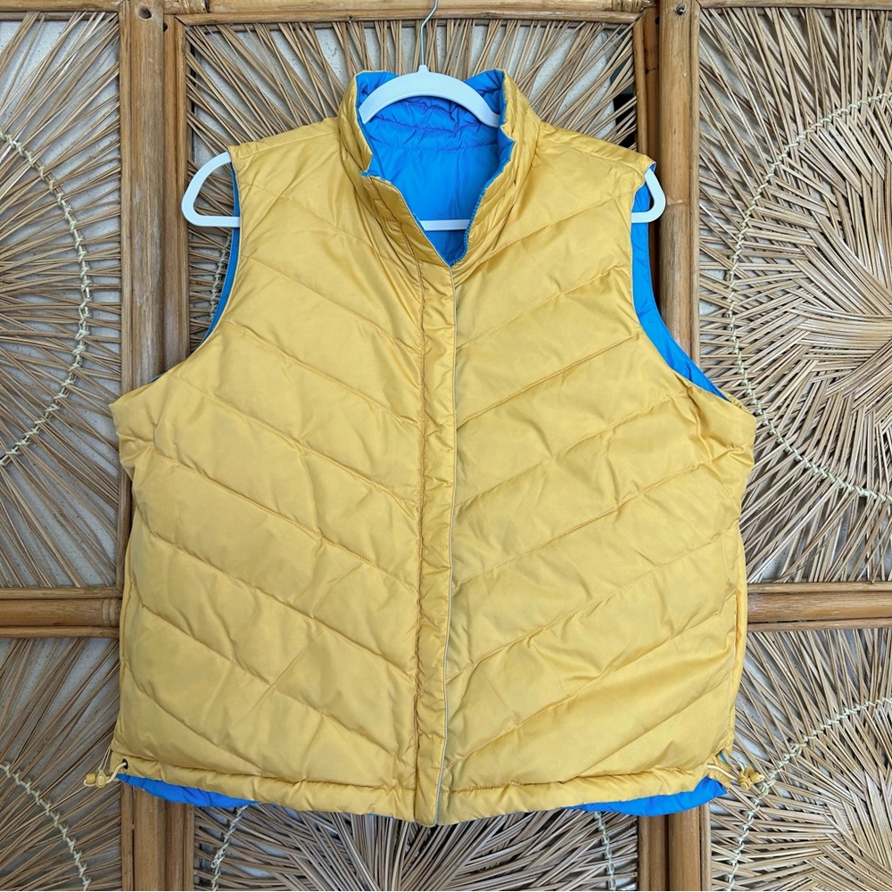 Reversible Yellow and Blue Goose Down Puffer Vest